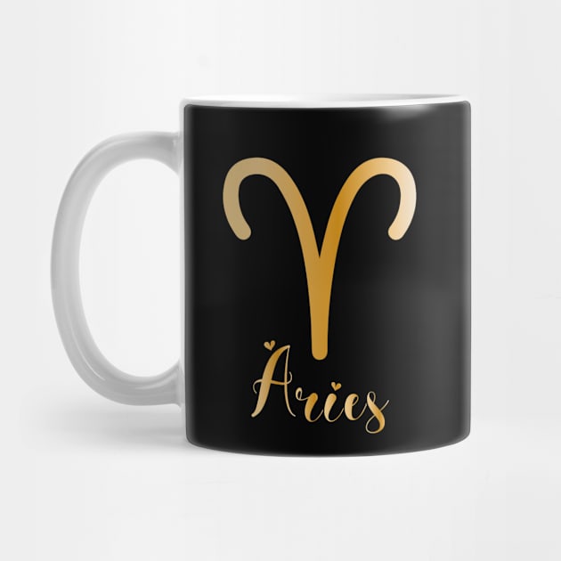 Aries Zodiac Sign golden by Symbolsandsigns